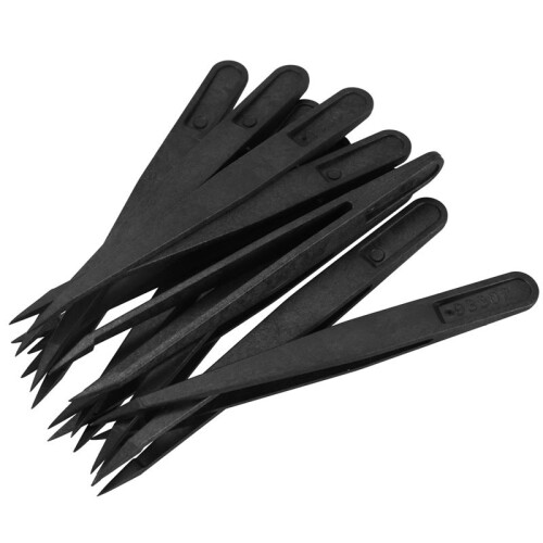 60 Pcs Black Plastic Tip  Anti Static Tweezer 12cm Length 1
