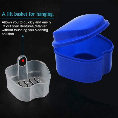 5X Dark  Denture Case, Denture Cup with Strainer, Denture Bath Box False Teeth Box with Basket Net Container Holder 1