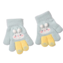 Stilvolle, pelzige Kaninchenhandschuhe, atmungsaktiv,-Hellgrün