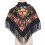 Flower Pattern Square Scarf With Tassels Trim Breathable-Black 1