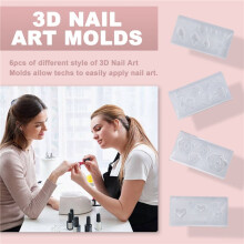 6pcs Fashion Durable 3D Silica gel Mold for Nail Art DIY Decoration Design