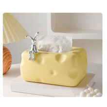 Cheese Shape Tissue Box Multifunctional Ceramic Paper Towel Storage Case with Noslip Pad Excellent Paper Case Dispenser