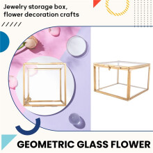 Square Opening Glass Geometry Garden Jewelry Boxs Mirror Jewelry Storage Box Eternal Flower Decoration Box Crafts