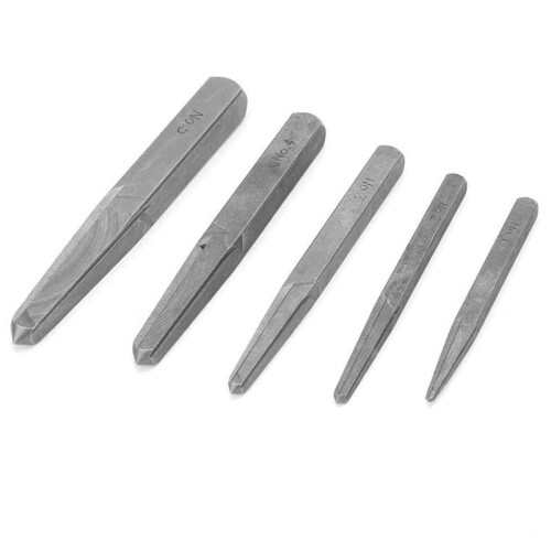5 PCS Screw Extractor Set,Square Type Straight Fluted Screw Extractor Set Easy Out Removal Tool 1