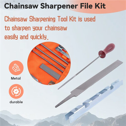 10Pcs Chainsaw Sharpener File Kit,Wood Handle,Files,Depth Gauge,Round Files,Filing Guide for Sharpening Chain Saw Blades 2