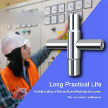 2 Pieces 4 Way Key Wrench, Multifunctional Water Utility Key, Steel Wrench for Faucets, Hose Bibs, Faucets and More