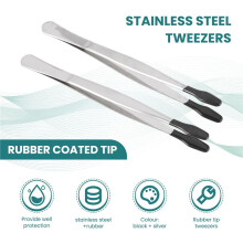 2 Bitar Av Gummispets Pincett PVC Silikon Precision Pincett Laboratorium Industriell Hobby Hantverk Pincett Verktyg-Svart