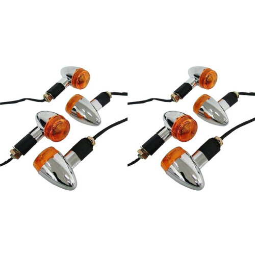 Motorcycle Turn Signals Chrome Bullet Front Rear Lights for     Bobber Chopper(8Pcs)
