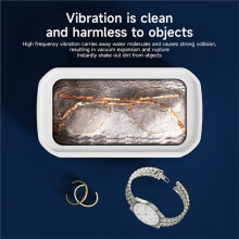 650ML Large Capacity Ultrasonic Cleaner Adjustable Fast Powerful Household Jewelry Brace Glasses Clean Machine US Plug