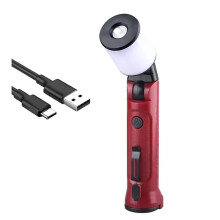 Work Lights 180 Folding Flashlight USB Rechargeable Portable Camping Emergency Repair Spotlight with Hanging Hook A