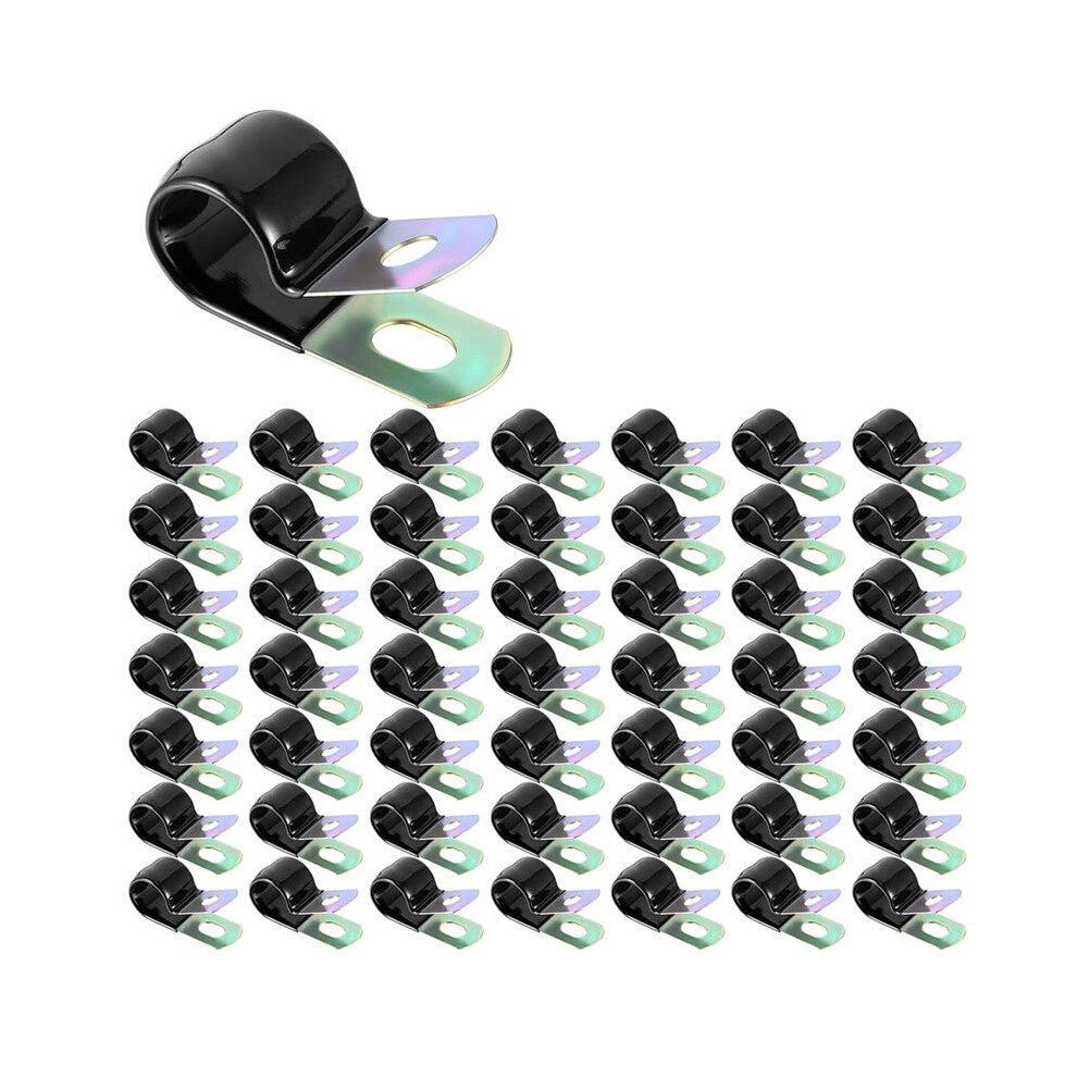 Coated Cable Clamp Galvanized Steel Cable Clamp Metal Clamp Wire Clamp Rubber Buffer Insulation Clamp Hose Clamp 50Pcs 4711411747489