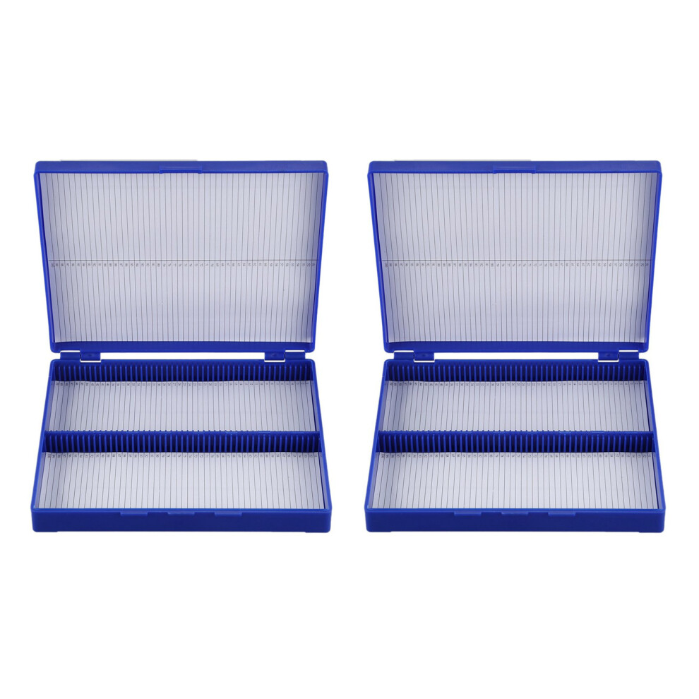 2X Royal  Plastic Rectangle Hold 100 Microslide Slide Microscope Box