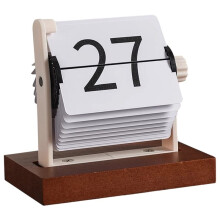 Wooden Perpetual Calendar - Vintage Flip Desktop Calendar with Rotating Mechanism, Nordic Minimalist Home Office Decor