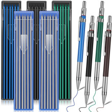 Pencil with 60 Pieces Round Refills Mechanical Pencil Metal Pen for Construction Workers,Welders, Plumbers