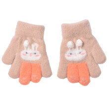 Stilvolle, pelzige Kaninchenhandschuhe, atmungsaktiv,-khaki