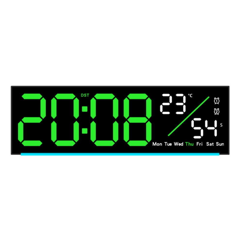 Intelligent Led Digital Wake Up Alarm Clock-Black Shell Green 7704001016161