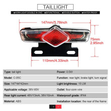 2X EBike Headlight Taillight DK336 Set Front/Rear Light Electric Bike LED Lights SET for 36V 48V 52V 60V