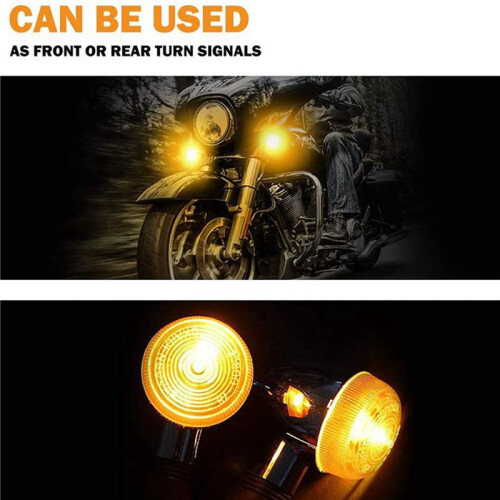 Motorcycle Turn Signals Chrome Bullet Front Rear Lights for     Bobber Chopper(8Pcs) 2