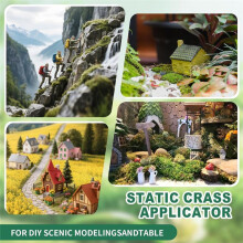 Static Grass Applicator Flocking Kit - 3-5mm,Four Colors 6 Grass ABS Applicators with Non-Slip Handle for DIY Model