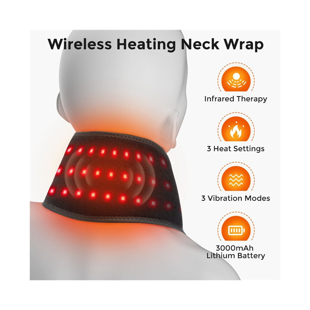 Red Light Heating Neck Guard Heated Neck Wrap Cordless Electric Heating Pad for Neck for Relief of Sore Muscles