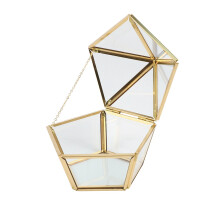 Glass Box Wedding Jewelry Case Immortal Flower Glass Cover & Geometric Glass Style Jewelry Box Table Container