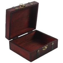 2PCS Wooden Vintage Lock Treasure Chest Jewelry Storage Box with Treasure Chest Keepsake Jewelry Box