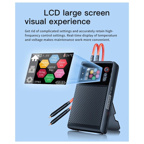 Docreate TK-10A Double Pulse Color Screen Spot Welding Machine LCD Large Screen CNC 1200A Lithium Battery 2