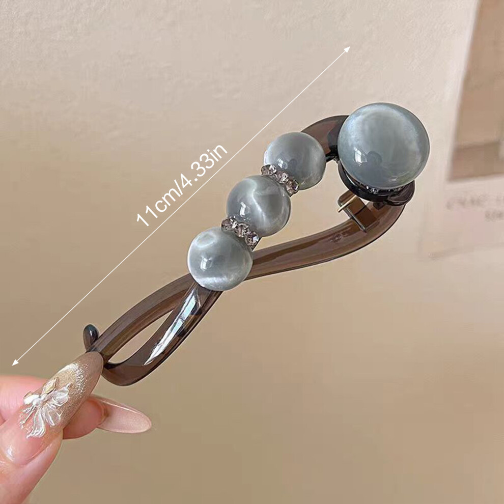 Hue-Grain (Gray Blue) Shiny Resin Hair Clip For All Hair Types