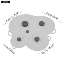 (Gray) 5-Pack Silicone Splatter Covers for Pots & Bowls
