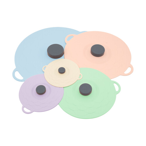 (Multicolour) 5-Pack Silicone Splatter Covers for Pots & Bowls