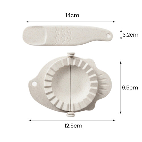 (Beige) Sturdy Dumpling Maker with Spoon, Easy Clean 2