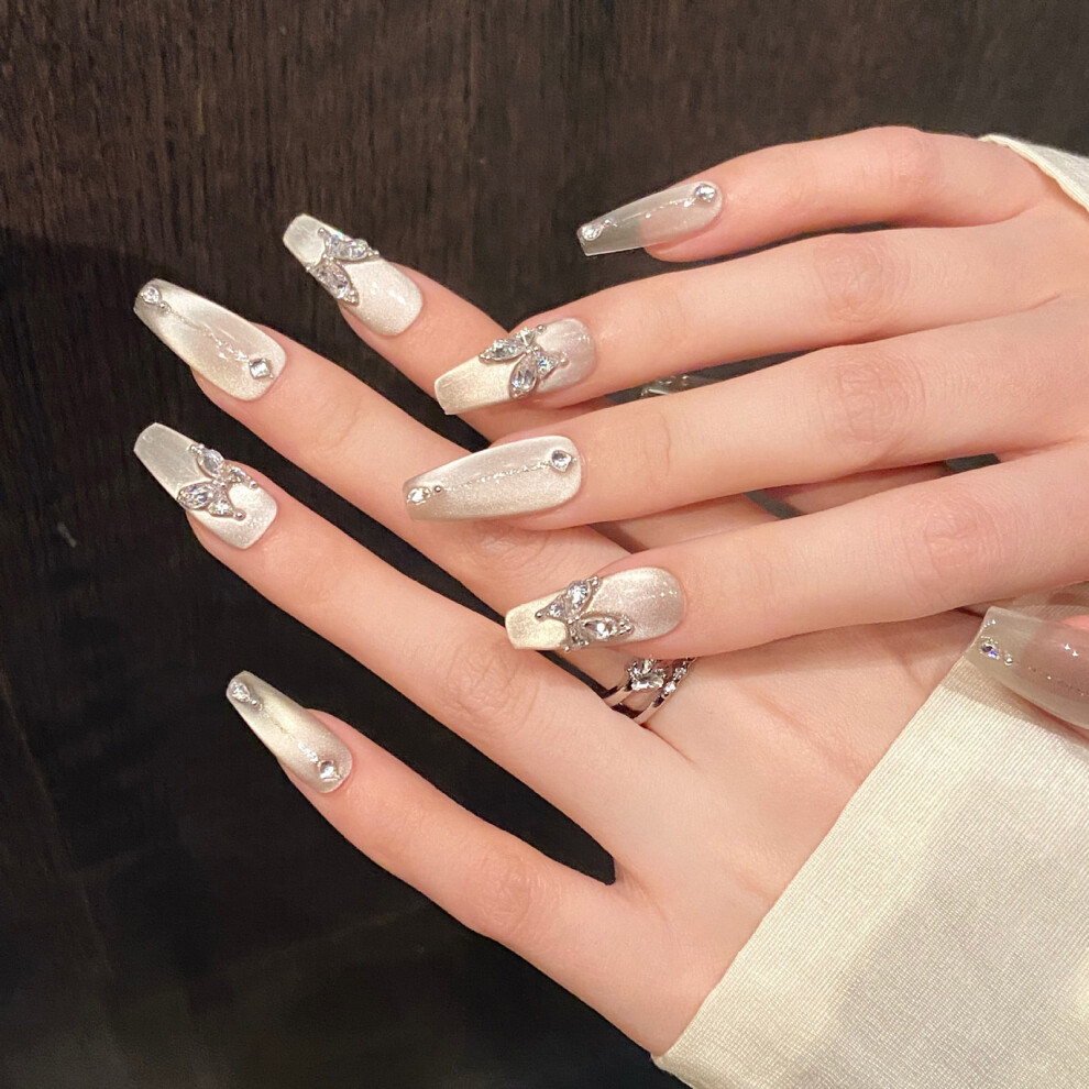 Penghui-Toys (970) Butterfly Press-On Nails - Natural Look Cat Eyes