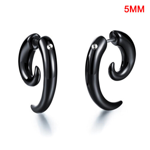 (5mm) Men\'s Horn Acrylic Ear Studs - Hypoallergenic