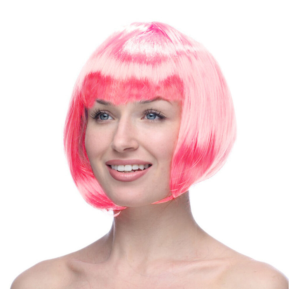 Zhouq-Outdoors (Pink) Colorful Bob Wig For Women, Lightweight & Knotless