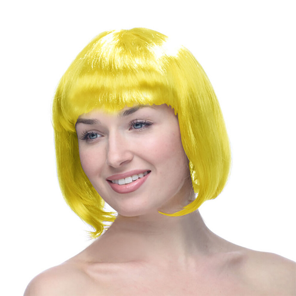 Penghui-Toys Unisex Yellow (Yellow) Colorful Short Bob Wig For Women - Lightweight & Knotless