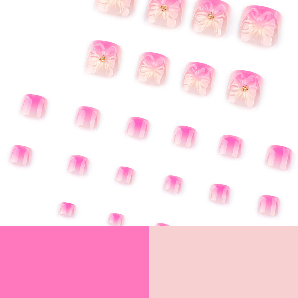 Roc-Electron Pink Hot Gradient Press-On Nails - Durable & Stylish