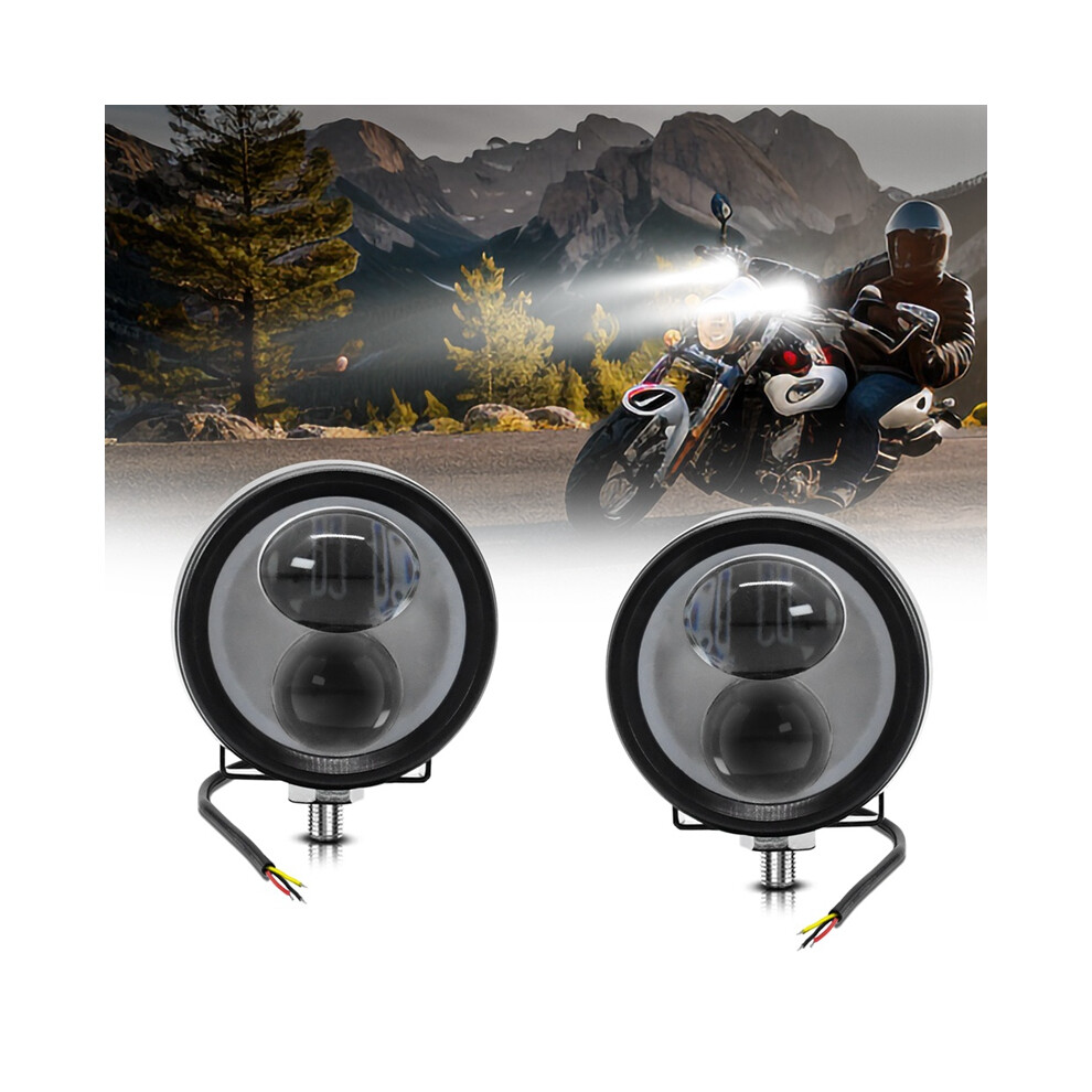 Motorcycle Spotlights Dual Color Laser Headlights Fog S Work For Vehicles Truck Motorcycle Scooter Atv Light 6134130686545