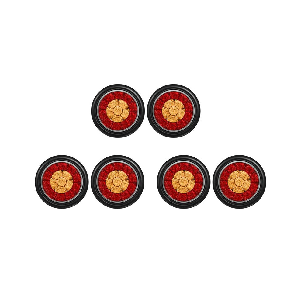 6X Round 4Inch Led Truck Trailer Tail Lights Rear Stop Brake Turn Signal Lights Red/Amber 6033107946203