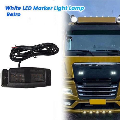 8pcs Smoked White Front Grill Light LED  Lamp for     Truck Lorry Double Burner Indicator Light 2
