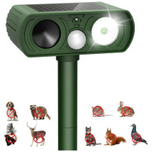 Solar Ultrasonic Animal Repellent, Keep Rodent Away Motion Detection with Flash Light for Yard Garden Lawn