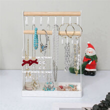 Jewelry Organizer Stand Necklace Holder, Jewelry Rack with Earring Tray and Holes, Necklaces Hanging Tree Display