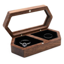 Wooden Ring Box 2Slots Ring Holder Box Travel Ring Earrings Jewelry Storage Daily Organizer Engagement Wedding RingBox A