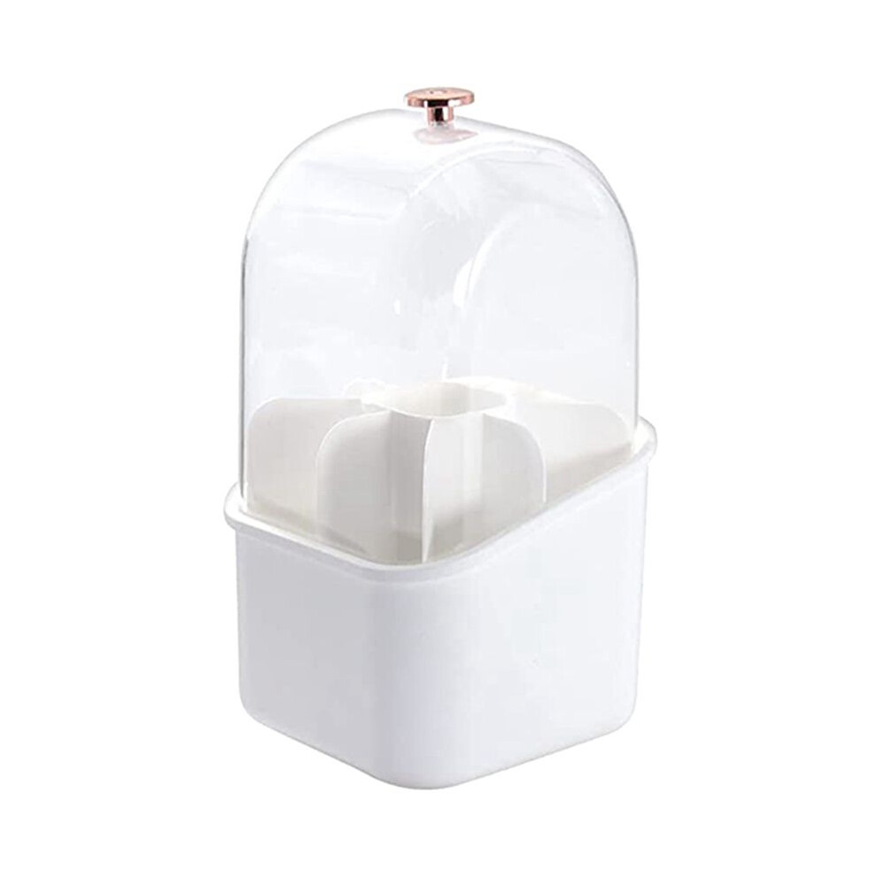 Tlily Square Makeup Brush Holder, 360Degree Rotating Makeup Brushes Container, Waterproof Makeup Holder With Lid(White)