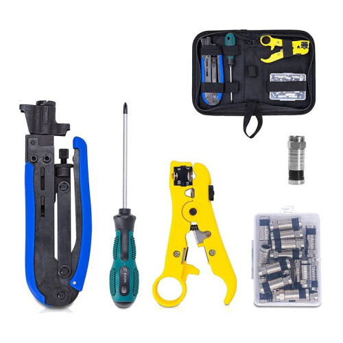 Coax Compression Tool Kit Coax Crimper and Rg6 Crimping Tool with 20 PCS F Compression Connectors