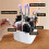 Square Makeup Brush Holder, 360Degree Rotating Makeup Brushes Container, Waterproof Makeup Holder with Lid(White) 5