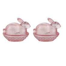 Glass Canister With Rabbit Lid Perfect For Storing Snacks-pink1