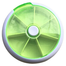 (Green) 7-Cell Rotating Pill Box - Press to Dispense