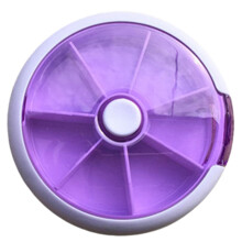 (Purple) 7-Cell Rotating Pill Box - Press to Dispense