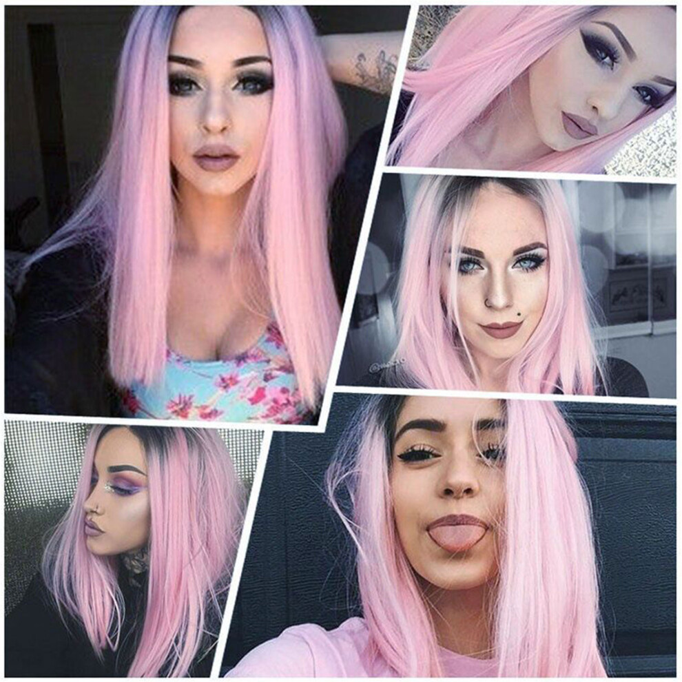 Penghui-Toys Unisex Pink Knotless Hair Extensions - Lightweight Wig For Women