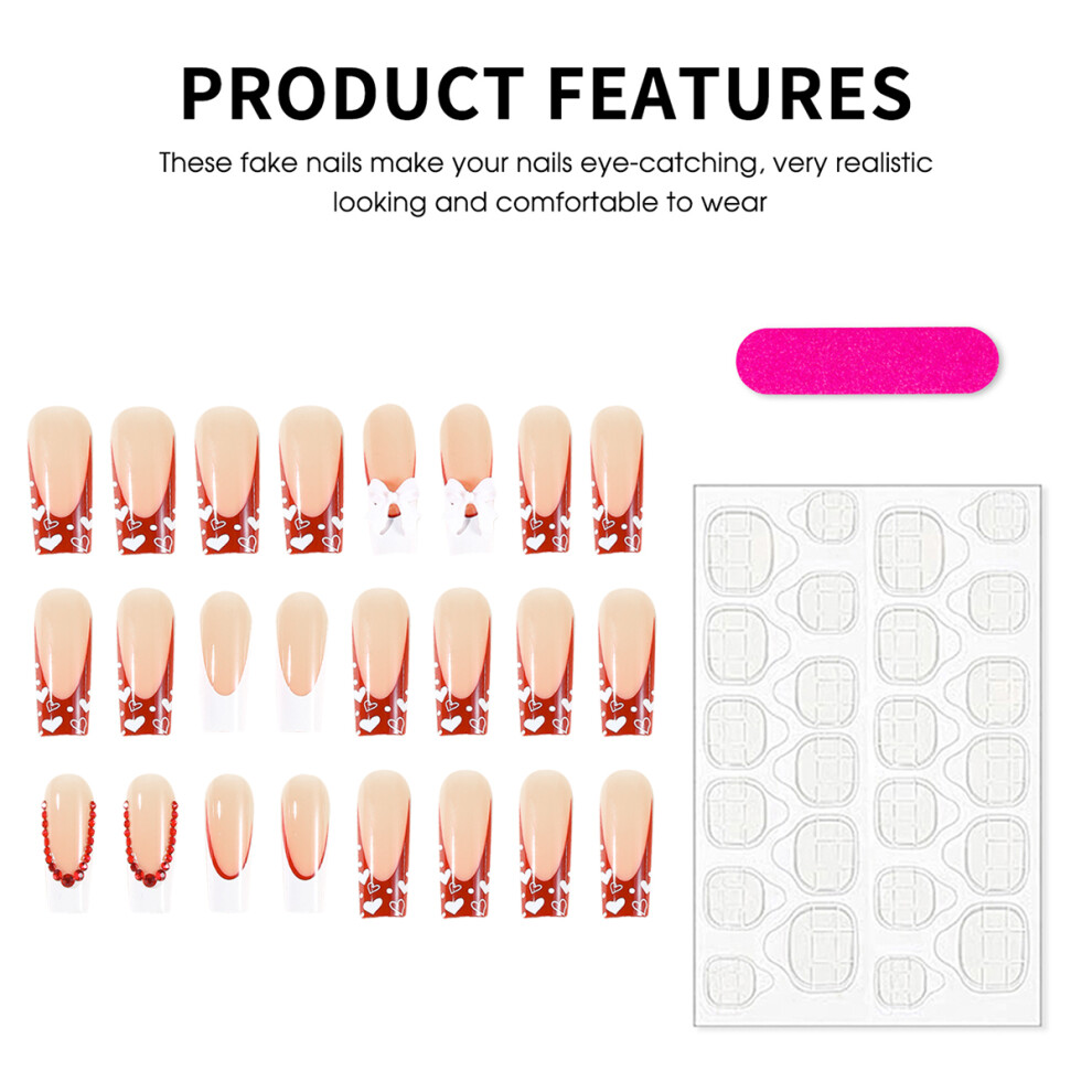 Phui-Pet-Supplies Eco-Friendly Nude Press-On Nails For Valentine\'S